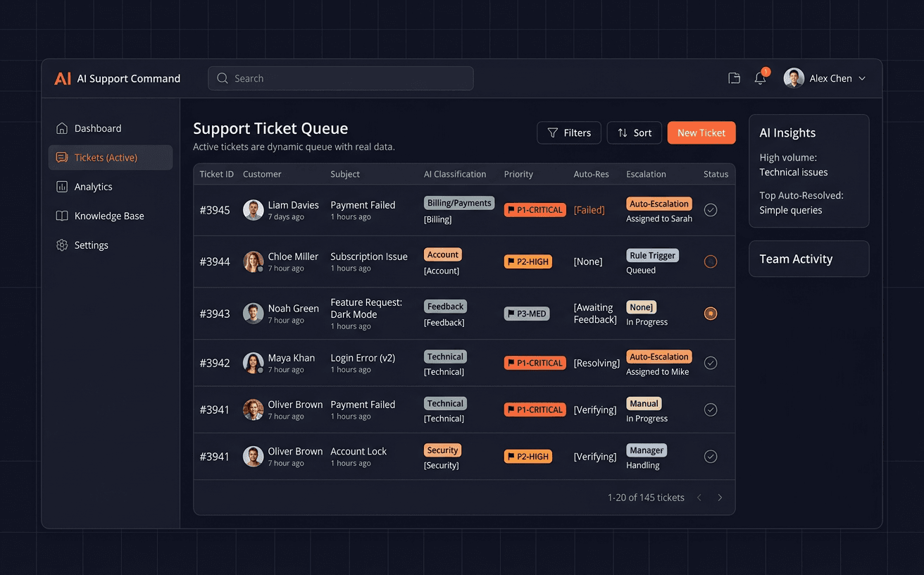 AI Support Dashboard