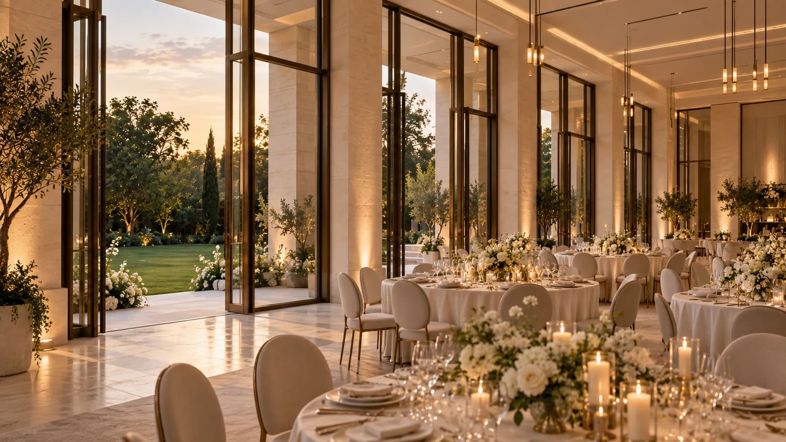 Sample venue website showing a wedding setup